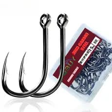 100 Pcs Anzol Aço Alto Carbono Anti Desengate Ponta Afiada para Pesca em Água Doce e Salgada