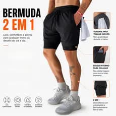 Bermuda 2 em 1 Masculina Premium para Academia e Atividades Fisicas