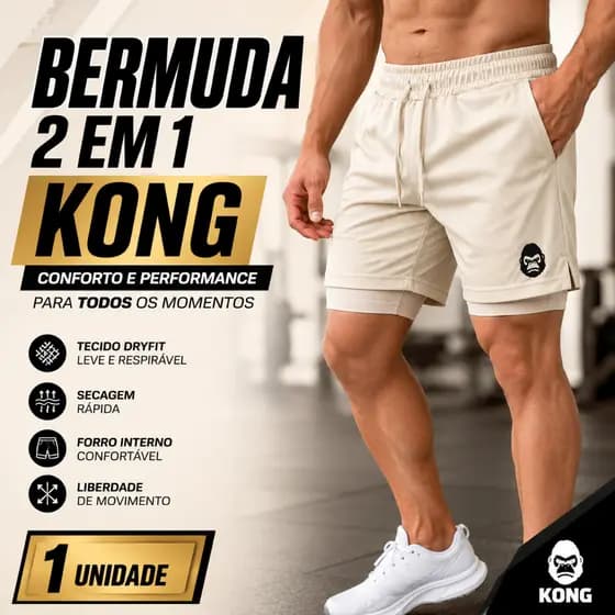Bermuda 2 Em 1 Masculina Dryfit Com Compressão Bolso Celular Academia Corrida Fitness