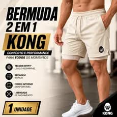 Bermuda 2 Em 1 Masculina Dryfit Com Compressão Bolso Celular Academia Corrida Fitness