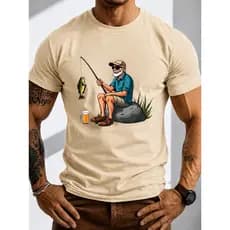 Camiseta Masculina Pescador Engraçada 100% Algodão Estampada Casual