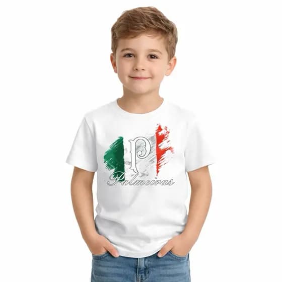 Camiseta Infantil Palmeiras 100% Algodão Camisa Time Menino Confortável Futebol Casual