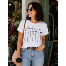 Camiseta Feminina Deus Diz Que Você É 100% Algodão Cristã Floral Estampada Casual Tumblr