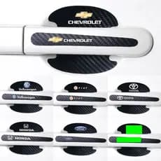 8 Peças De Fibra De Carbono Maçaneta Da Porta Do Carro Borda De Proteção Anti Arranhões Adesivo Protetor Lateral Automático Decalque Auto Accesórios
