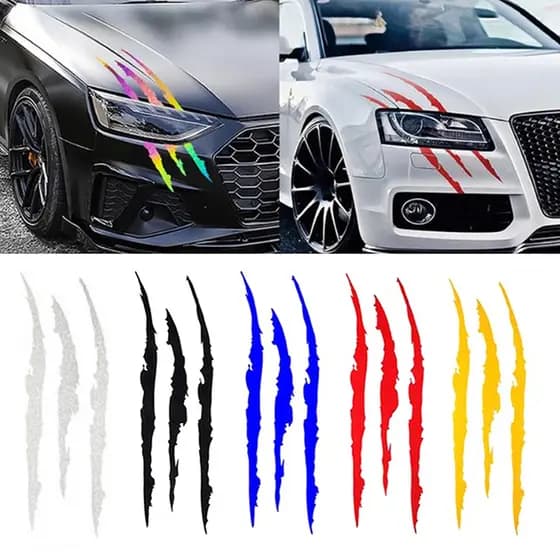 Adesivo para carro Monster Claw Scratched Stripe Marker Monster Claw Scratched Stripe Logo Headlight Decalque Adesivo para carro Acessórios para carro