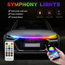 1pç Carro Led Hood Light Strip Multicolorido À Prova D'água Lâmpada Flexível Auto Decorativa De Iluminação Diurna 12V Universal