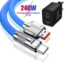 Cabo Celular Carregador Carregamento Rápido USB-A Para Tipo C V8 iP 1,5M Silicone Charger Cable