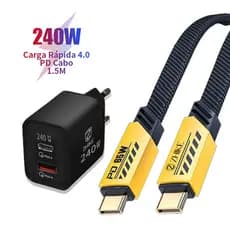 Cabo Carregador Celular Carregamento Rápido PD Tipo C 65W iP 20W 1.5M Trançado Nylon Charger Cable