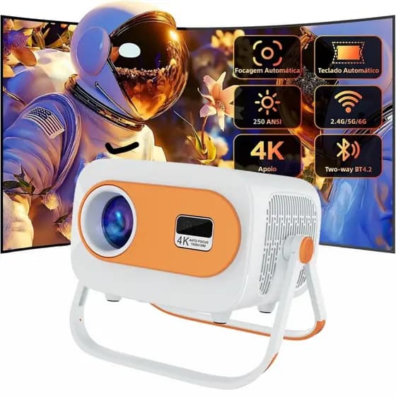 Projetor Portátil JY325 4k HD Controle Bluetooth 5.1 Android 13 Home Theater Alto-falantes Embutidos