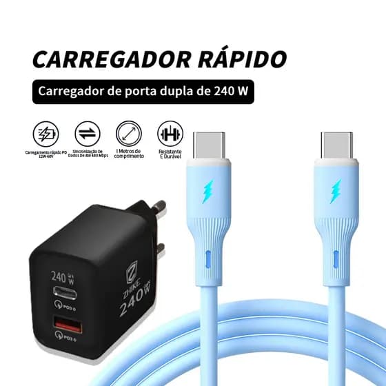 Cabo Carregador Celular Carregamento Rápido Tipo C Para Tipo C iP 1,0 Metros Silicone Charger Cable
