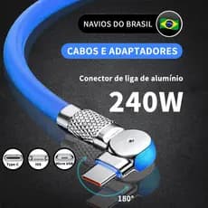 Tipo C V8 Micro USB Cabo De Dados Carregamento Rápido 240W 6A 180 ° Giratório 1M Cable