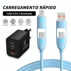 Cabo Celular Carregamento Rápido Carregador 4 em 1 USB Tipo C Para Tipo C 1M Silicone Charger Cable