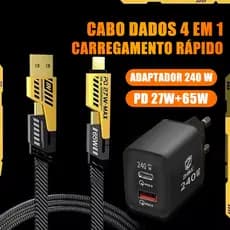 Cabo Carregamento Rápido Carregador 4 em 1 USB Tipo C Para Tipo C iP 1M Tecelagem Charger Cable