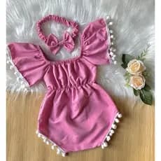 Body Infantil menina com manguinha e tiara! Look Perfeito | Macaquinho de Bebê