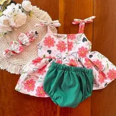 (6 meses a 1 ano) Kit Batinha - Acompanha Tiara e calcinha tapa fralda! Mesversário