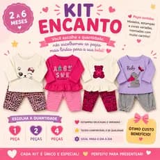 Combo Sortido | Kit de Roupinhas Femininas Sortidas 2 a 6 Meses | 1, 2 ou 4 Peças Sortidas para Bebê