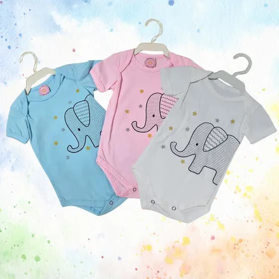 0 a 3 Meses - Body para Bebês de 0 a 3 Meses - Cores variadas