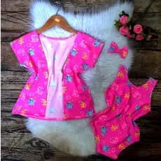 Conjunto Body Maiô + Kimono + Laço Infantil para Menina  Não Garantimos Estampas! (3 a 5 anos) Bory