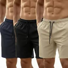 Kit 3 Shorts Esportivo Masculino Corrida Academia Treino Secagem Rápida Tactel Com Elastano
