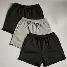Kit 3 Shorts Feminino de Moletinho Leve com Bolso e Cintura Alta, Moletom Confortável para o Dia a Dia