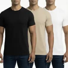 Kit 3 Camisetas Masculina Premium 100% Algodão Lisa Gola Redonda