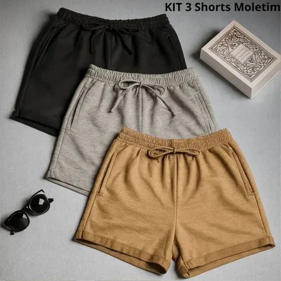 Kit 3 Shorts Moletim Feminino Confortáveis e Modernos Verão Moda Fashion