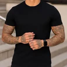 Camiseta Preta Masculina Lisa Básica - 100% Algodão