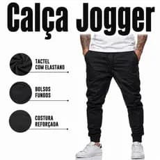 Calça Jogger Masculina Tactel com Elastano Academia Fitness Treino Dry Fit Leve Slim Fit
