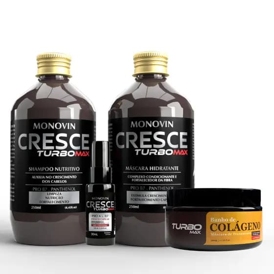 Combo Monovim Shampoo e Condicionador Tonico + Mascara de Colágeno 300gr Crescimento Capilar
