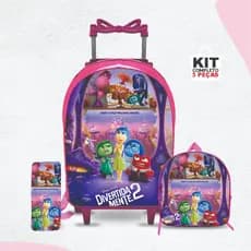 Kit mochila escolar Divertidamente com lancheira e Estojo - com Rodinhas - Menina-Feminino
