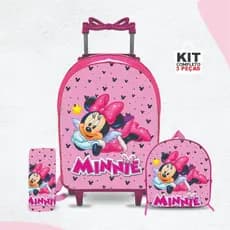 Kit mochila escolar Minie com lancheira e Estojo - com Rodinhas - Menina-Feminino