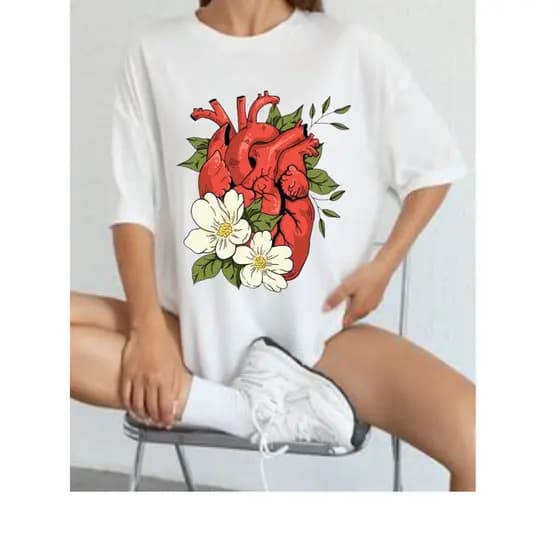 Camiseta T-Shirt estampa coração moda feminina