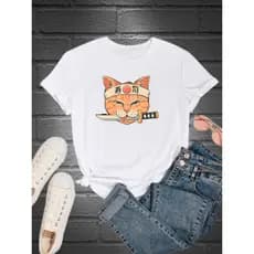 Camiseta Feminina  Modelo: GATO NINJAA -  Estilo Tumblr / LANÇAMENTO