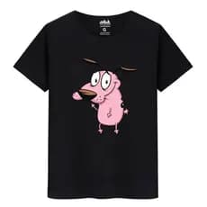 Camiseta Masculina Casual Algodão Adulto, Coragem Cão Covarde