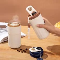 Copo Térmico Cafe 450ml Inox com Display Digital e Tampa com Trava – Mantém Temperatura por Horas