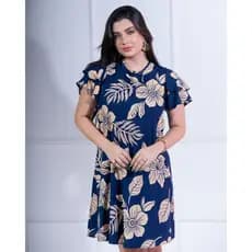 Vestido Curto Feminino para Inverno Verão e Modelos Evangélicos com Manga Curta Floral
