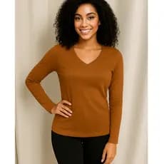 Blusa Feminina Moletinho Manga Longa Decote V outono inverno Tamanho Único