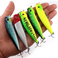 Isca De Pesca 9,5cm/12g Dura Popper Com Anzol Agudos Olhos 3D
