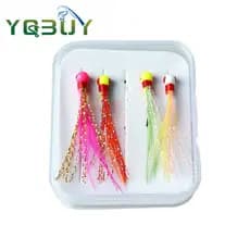 4 Pçs/Set 0.95g/1.75g Mini Pesca Jig Head Gancho Bola Redonda Isca De Com Mosca Pena