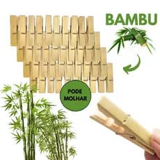 Kit Prendedores Grampo De Roupas de Bambu