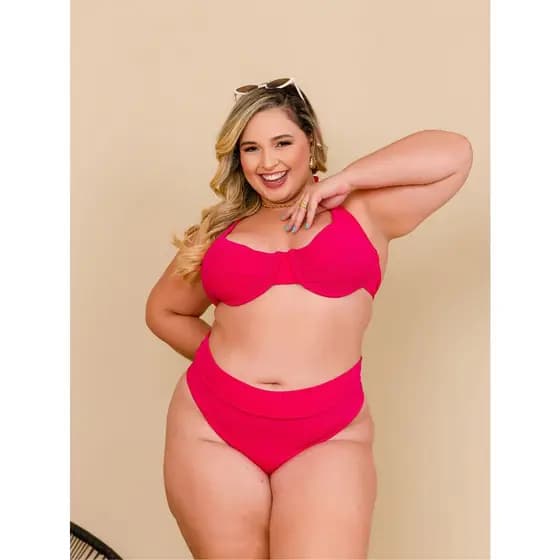 Biquini Plus Size Feminino Cintura Alta Modelo retro meia taca tamanho 54