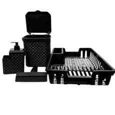Kit Cozinha Completa: Escorredor de Louça + Lixeira 5L + Porta Detergente + Rodinho de Pia