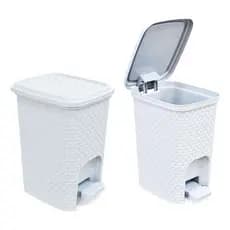 Lixeira 7L Com Pedal Design Rattan Tampa Resistente Banheiro Escritório Cozinha 1 OU 2 UNIDADES