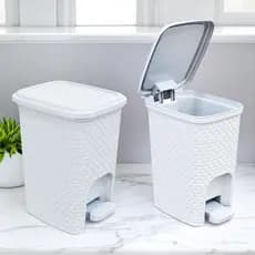 Lixeira 7L Pedal Com Tampa Rattan Ideal Para Banheiro Cozinha Escritório Casa