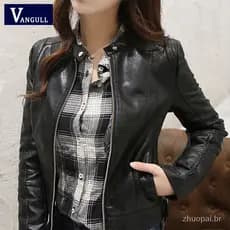 Motocicleta PU Jaqueta De Couro Mulheres Outono Magro Estilo Europeu Curto  Motociclista Casaco Básico Nova Streetwear