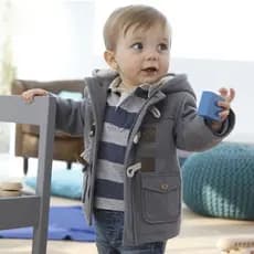 Casaco Fashion Infantil Masculino De Lã Com Capuz De Chifre Fivela Para Meninos De 0-5 Anos