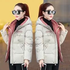Moda Inverno Quente Mulheres Jaqueta Com Capuz Manga Comprida Zipper Grosso De Algodão Acolchoado Casaco Parka