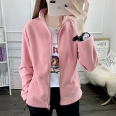 Novo Casaco Feminino De Manga Longa Solta Com Zíper Furry De Lã Quente