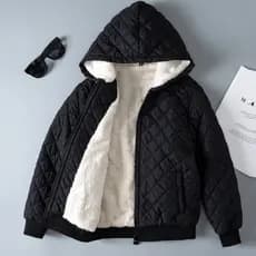 Moda De Inverno Novo Casual Casaco De Manga Longa Quente Com Capuz De Velo Para Crianças De 5-10 Anos