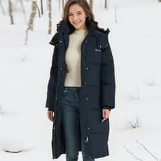 Moda Novo Inverno Feminino Casaco Com Zíper Manga Longa Quente Capuz Sólido Longo Outwears